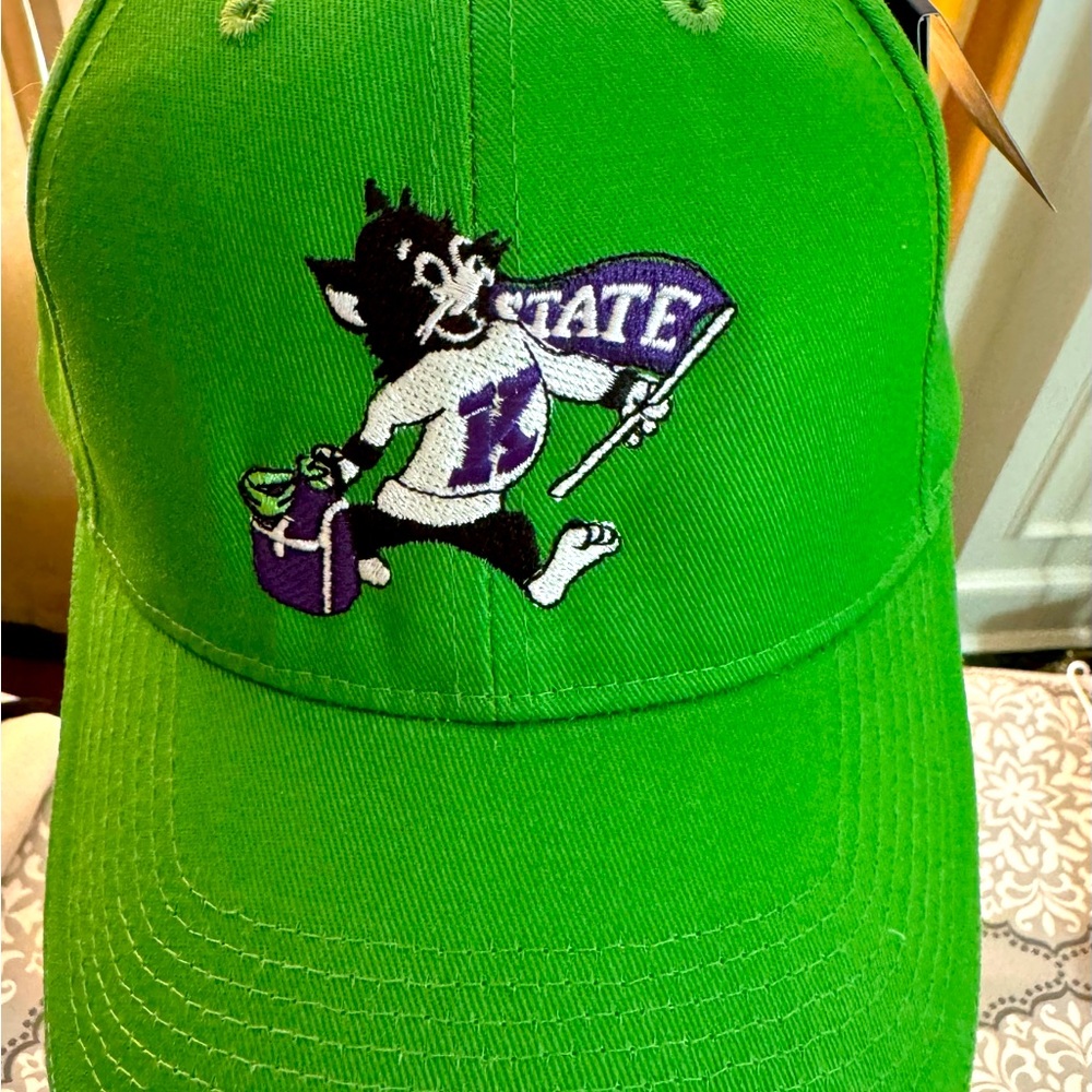 New Kansas State University green and purple hat. Willie Wildcat logo.